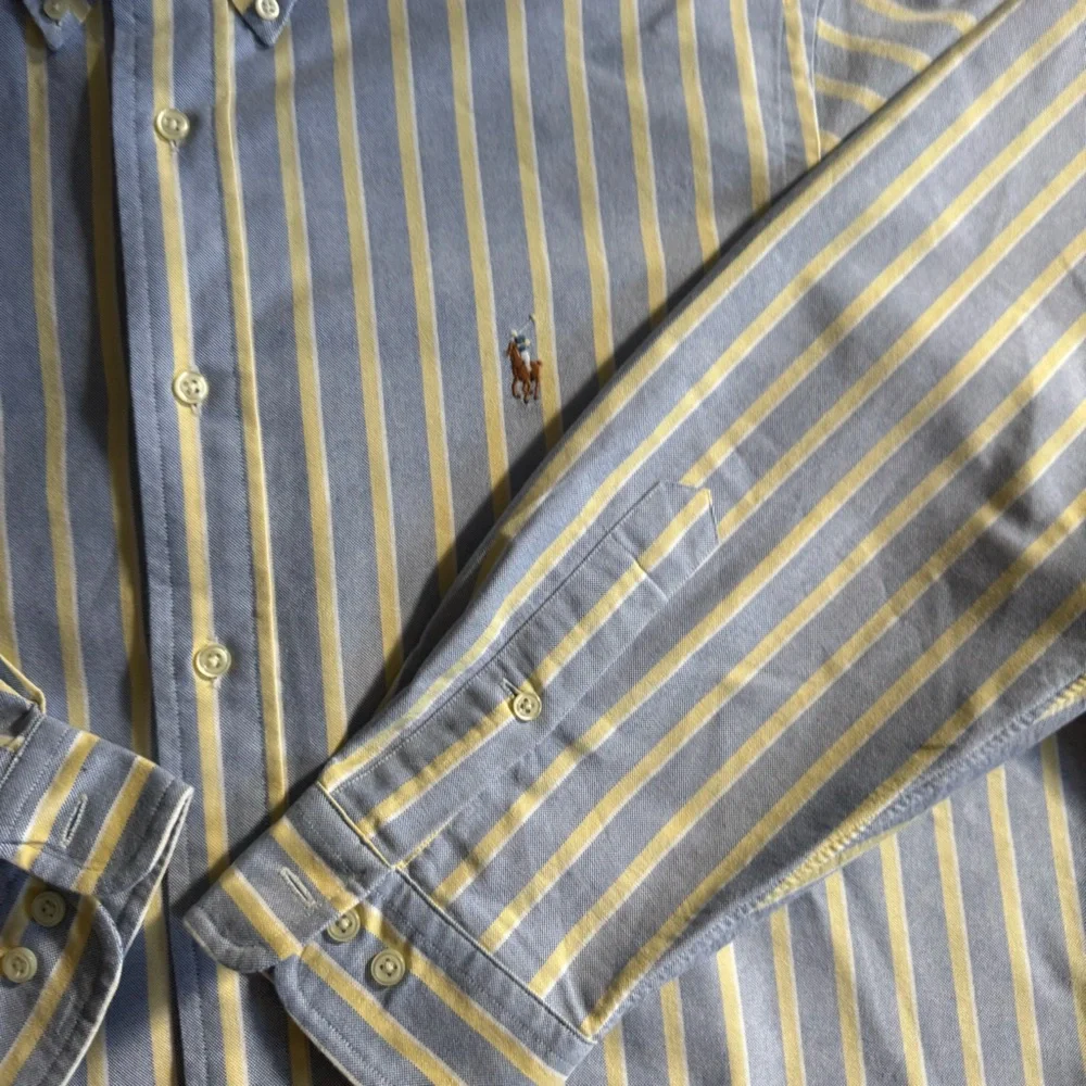 Ralph Lauren Blue and White Striped Classic Fit Shirt Neck Size 17 Preppy - Picture 4 of 14